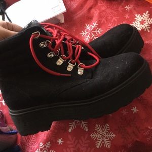 Black combat boots